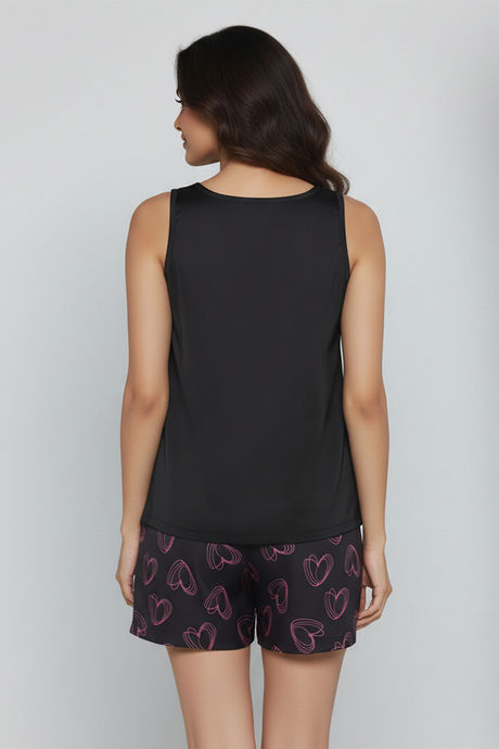 Zivame Satin Hearts Sleep Short Set - Black Beauty — image 3